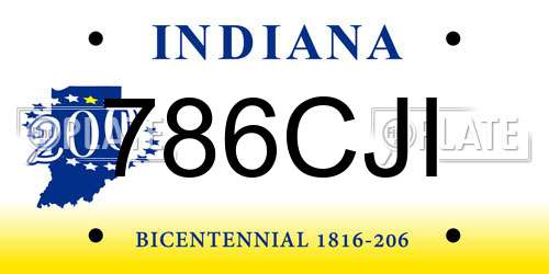 786CJI Indiana License Plate