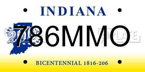 786MMO Indiana License Plate