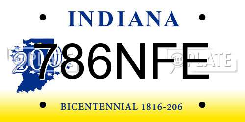 786NFE Indiana License Plate