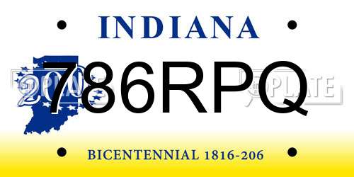 786RPQ Indiana License Plate