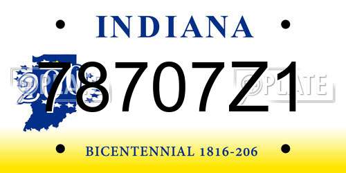 78707Z1 Indiana License Plate