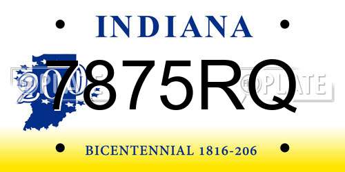 7875RQ Indiana License Plate