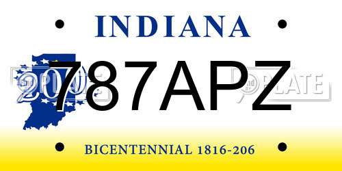 787APZ Indiana License Plate