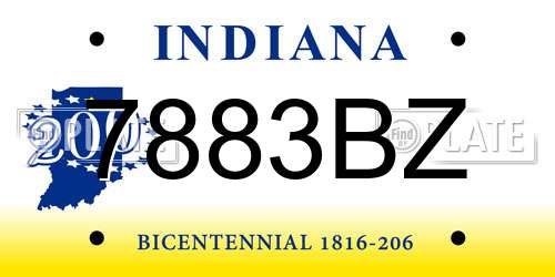 7883BZ Indiana License Plate