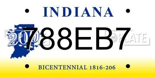 788EB7 Indiana License Plate