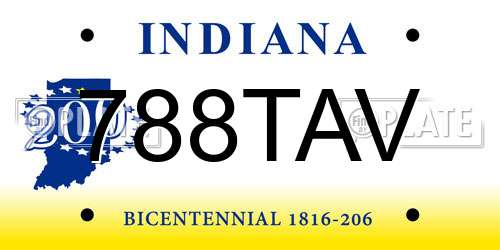 788TAV Indiana License Plate