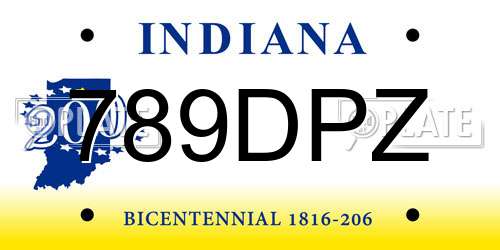 789DPZ Indiana License Plate