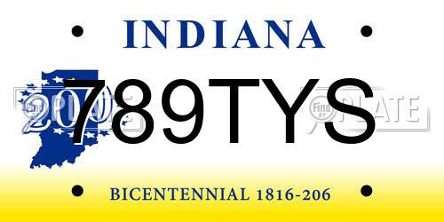 789TYS Indiana License Plate
