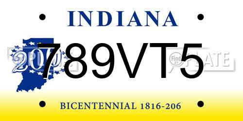 789VT5 Indiana License Plate