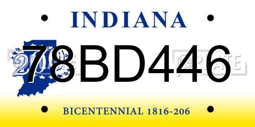 78BD446 Indiana License Plate