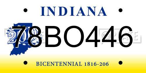 78BO446 Indiana License Plate