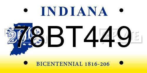 78BT449 Indiana License Plate
