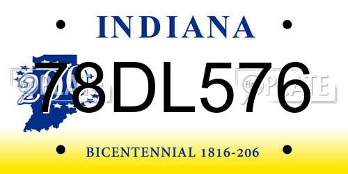 78DL576 Indiana License Plate