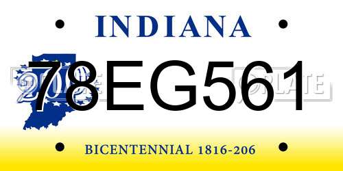 78EG561 Indiana License Plate