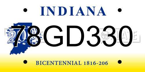 78GD330 Indiana License Plate