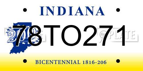 78TO271 Indiana License Plate