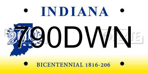 790DWN Indiana License Plate