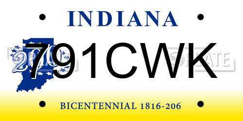 791CWK Indiana License Plate