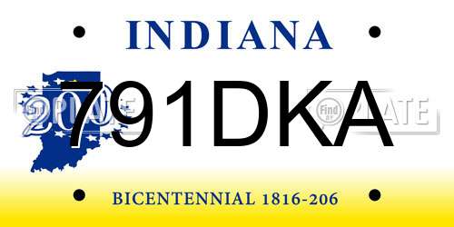 791DKA Indiana License Plate