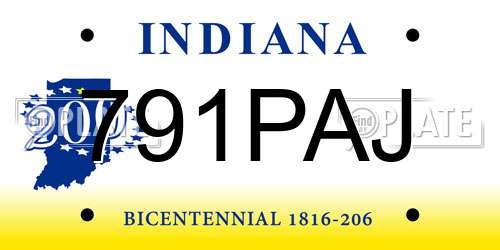 791PAJ Indiana License Plate