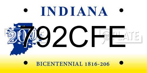 792CFE Indiana License Plate