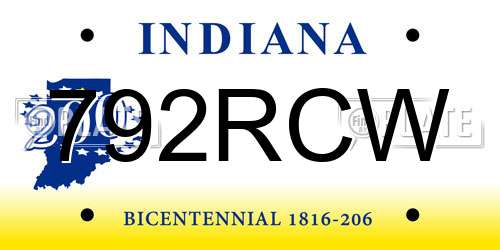 792RCW Indiana License Plate