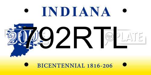 792RTL Indiana License Plate
