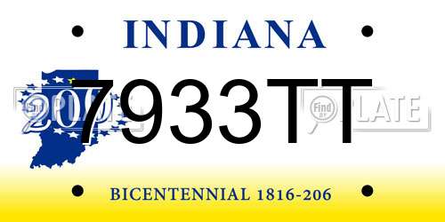 7933TT Indiana License Plate