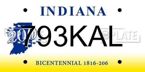 793KAL Indiana License Plate