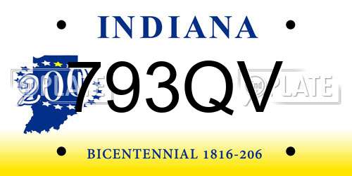 793QV Indiana License Plate
