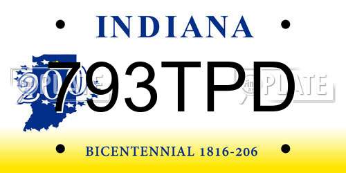 793TPD Indiana License Plate