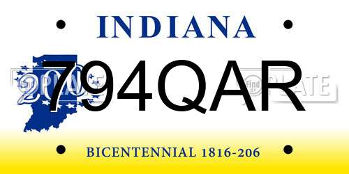 794QAR Indiana License Plate