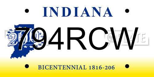 794RCW Indiana License Plate