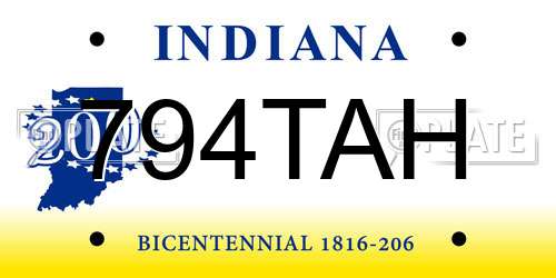 794TAH Indiana License Plate