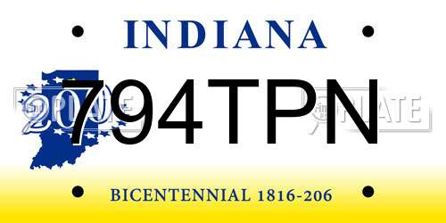 794TPN Indiana License Plate