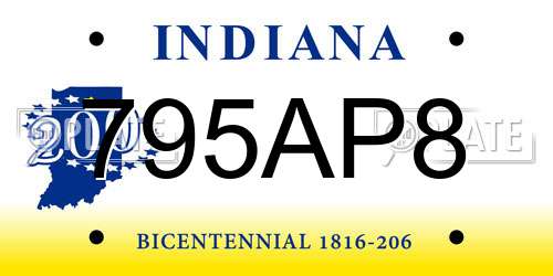 795AP8 Indiana License Plate
