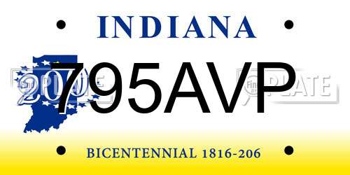 795AVP Indiana License Plate