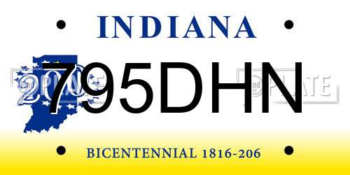 795DHN Indiana License Plate