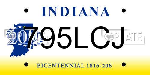 795LCJ Indiana License Plate