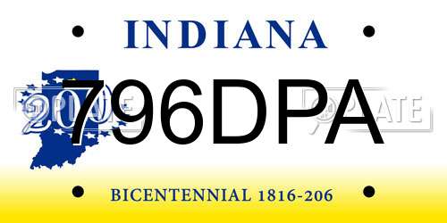 796DPA Indiana License Plate