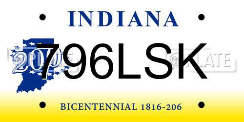 796LSK Indiana License Plate