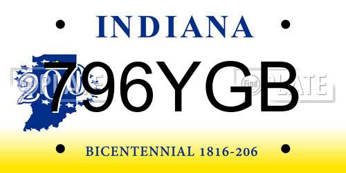 796YGB Indiana License Plate
