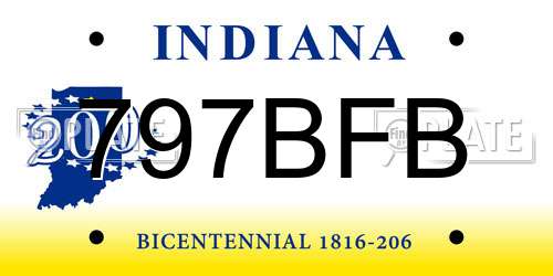 797BFB Indiana License Plate