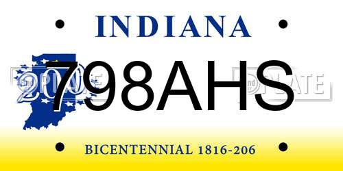 798AHS Indiana License Plate