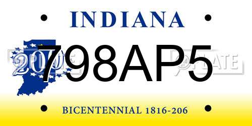798AP5 Indiana License Plate