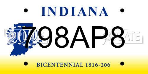 798AP8 Indiana License Plate