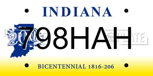 798HAH Indiana License Plate