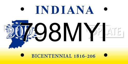 798MYI Indiana License Plate