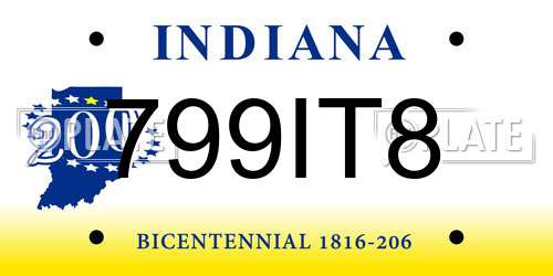 799IT8 Indiana License Plate