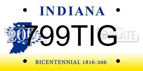799TIG Indiana License Plate